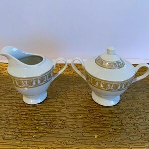 Savoy Home Cream and Sugar Set White With Gold